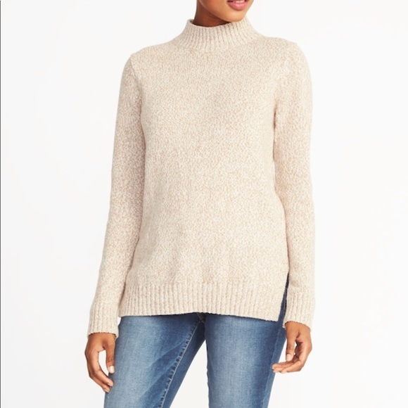 Old Navy Marled Camel Mock Neck Sweater 